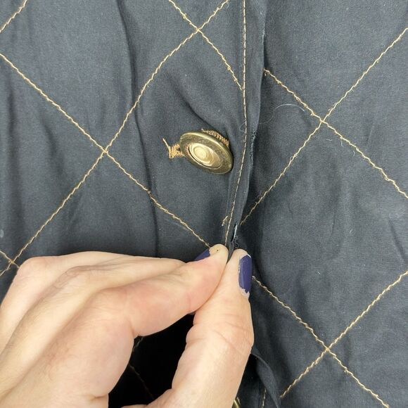 Vtg Hunt Club Silk Quilted Vest Womens Large Black Equestrian Barn Chore Preppy - Picture 5 of 15